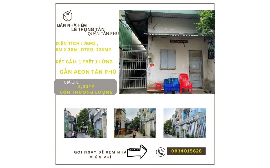 Bán đất TẶNG Dãy Trọ Lê Trọng Tấn 75m2, 5,39tỷ - DÒNG TIỀN 10tr/tháng